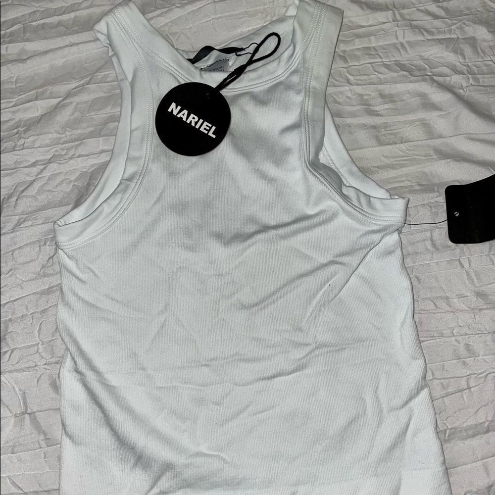 White ribbed fitted tank top